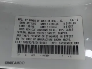 2016 Honda Accord Sport с VIN 1HGCR2F55GA198694, выставлен на аукционе IAAI как лот 41539290 с пробегом 144 736 миль миль и . История ставок и продаж доступна на DreamBid. Изображение 9.