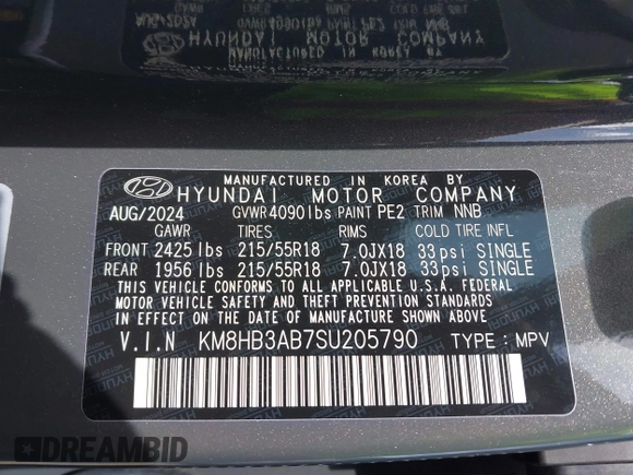 2025 Hyundai Kona SEL with VIN KM8HB3AB7SU205790, listed as a IAAI auction lot 41942642 with 10,684 mi miles. Bid and sale history available at carsss.com. Image 9.