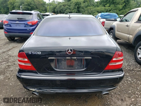 2001 Mercedes-Benz S-Class with VIN WDBNG75J01A212659, listed as a Copart auction lot 66066594 with 0 mi miles and Salvage Title. Bid and sale history available at carsss.com. Image 6.