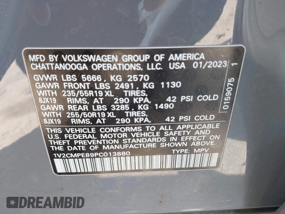 2023 Volkswagen ID.4 Pro with VIN 1V2CMPE89PC013880, listed as a IAAI auction lot 41801156 with 18,098 mi miles and . Bid and sale history available at DreamBid. Image 9.