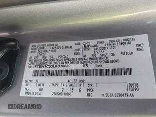 2020 Ford F-150 XL with VIN 1FTEW1C53LKD78839, listed as a IAAI auction lot 41580184 with 69,859 mi miles. Bid and sale history available at carsss.com. Image 9.