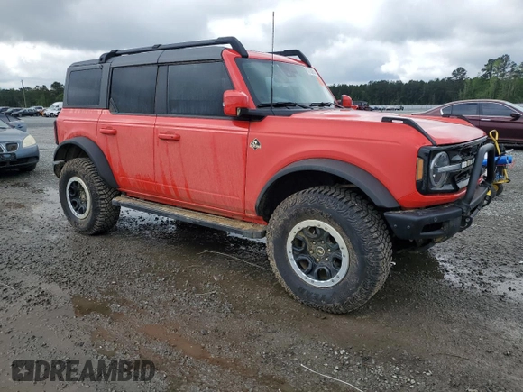 2023 Ford Bronco with VIN 1FMEE5DP5PLB97182, listed as a Copart auction lot 51738955 with 10,248 mi miles and Salvage title. Bid and sale history available at DreamBid. Image 4.