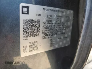 2019 GMC Canyon 4WD SLE with VIN 1GTG6CEN1K1129624, listed as a Copart auction lot 44106575 with 106,734 mi miles and Salvage Title. Bid and sale history available at carsss.com. Image 12.
