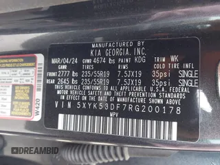 2024 Kia Sportage SX-Prestige with VIN 5XYK53DF7RG200178, listed as a IAAI auction lot 42068886 with 15,907 mi miles and . Bid and sale history available at DreamBid. Image 9.