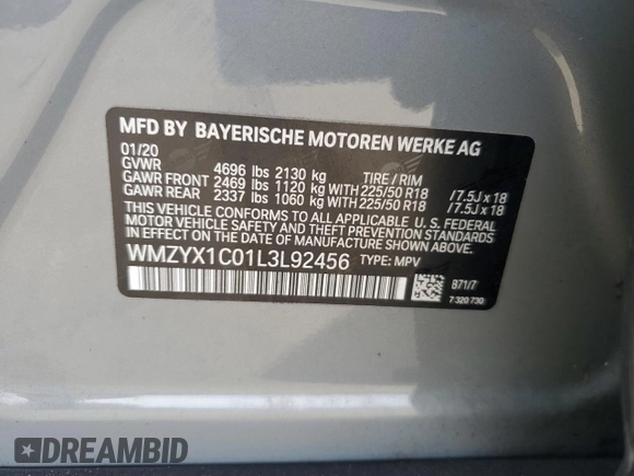 2020 MINI Countryman Cooper S with VIN WMZYX1C01L3L92456, listed as a Copart auction lot 48169145 with 43,433 mi miles and Salvage title. Bid and sale history available at DreamBid. Image 12.