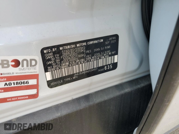 2022 Mitsubishi Outlander SE z VIN JA4J3UA89NZ034457, wystawiony jako Copart lot #50661295 z przebiegiem 34 193 mil mil oraz Szkoda całkowita • Salvage title. Historia ofert i sprzedaży dostępna na DreamBid. Obrazek 14.