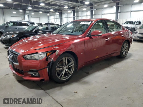 2015 Infiniti Q50 with VIN JN1BV7AR3FM390001, listed as a Copart auction lot 51752225 with 184,105 mi miles and Salvage Title. Bid and sale history available at carsss.com. Image 1.