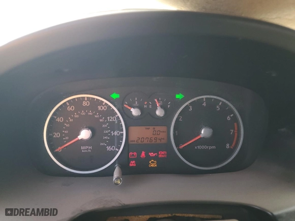 2004 Hyundai Tiburon GT with VIN KMHHN65F44U130202, listed as a Copart auction lot 43193404 with 207,694 mi miles and Salvage Title. Bid and sale history available at carsss.com. Image 9.
