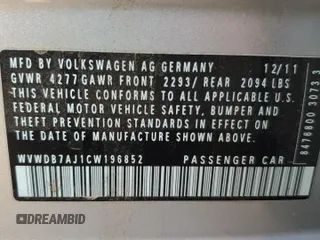 2012 Volkswagen Golf z VIN WVWDB7AJ1CW196852, wystawiony jako Copart lot #48772135 z przebiegiem 118 110 mil mil oraz Szkoda całkowita • Salvage title. Historia ofert i sprzedaży dostępna na DreamBid. Obrazek 13.