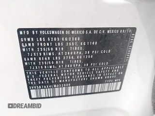 2020 Volkswagen Tiguan SE z VIN 3VV3B7AX4LM032609, wystawiony jako IAAI lot #42074359 z przebiegiem 52 404 mil mil oraz . Historia ofert i sprzedaży dostępna na DreamBid. Obrazek 9.