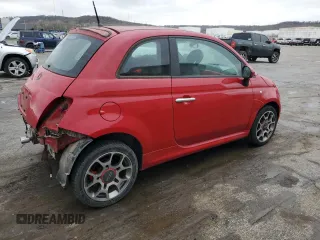 2013 FIAT 500 Sport with VIN 3C3CFFBR5DT599680, listed as a Copart auction lot 50015055 with 62,510 mi miles and Salvage Title. Bid and sale history available at carsss.com. Image 3.