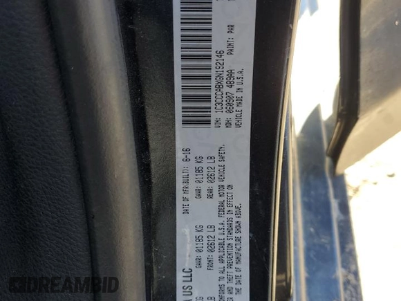 2016 Chrysler 200 Limited with VIN 1C3CCCABXGN192146, listed as a Copart auction lot 54161075 with 158,193 mi miles and Salvage Title. Bid and sale history available at carsss.com. Image 12.