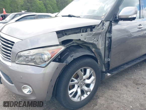 2014 Infiniti QX80 with VIN JN8AZ2NE0E9069465, listed as a IAAI auction lot 41967613 with 112,004 mi miles. Bid and sale history available at carsss.com. Image 6.