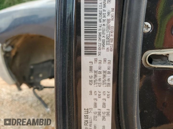 2015 Ram 2500 Tradesman z VIN 3C6UR5CL1FG667486, wystawiony jako Copart lot #57607355 z przebiegiem 43 716 mil mil oraz Szkoda całkowita • Salvage title. Historia ofert i sprzedaży dostępna na DreamBid. Obrazek 13.