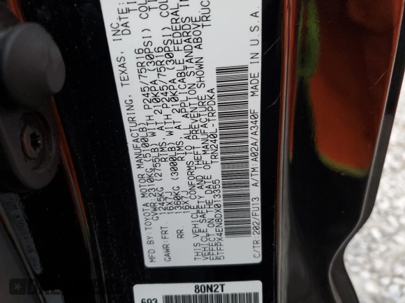 2013 Toyota Tacoma z VIN 5TFPX4EN8DX013355, wystawiony jako Copart lot #43936635 z przebiegiem 195 204 mil mil oraz Szkoda całkowita • Salvage title. Historia ofert i sprzedaży dostępna na DreamBid. Obrazek 14.