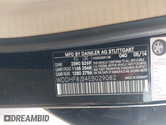 2014 Mercedes-Benz E 350 Luxury with VIN WDDHF8JB4EB029082, listed as a IAAI auction lot 42127782 with 147,193 mi miles and . Bid and sale history available at DreamBid. Image 9.