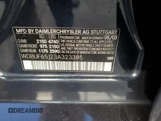 2003 Mercedes-Benz E-Class 3.2L with VIN WDBUF65J23A323385, listed as a Copart auction lot 49213635 with 160,298 mi miles and Salvage Title. Bid and sale history available at carsss.com. Image 12.