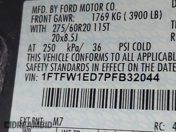 2023 Ford F-150 XL с VIN 1FTFW1ED7PFB32044, выставлен на аукционе IAAI как лот 42147715 с пробегом 62 434 миль миль и . История ставок и продаж доступна на DreamBid. Изображение 9.