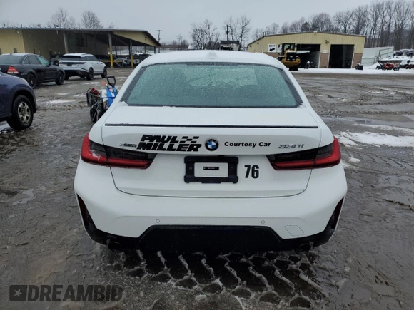 2025 BMW 3 Series 330i xDrive with VIN 3MW89CW00S8F08993, listed as a Copart auction lot 44703365 with 0 mi miles and Salvage Title. Bid and sale history available at carsss.com. Image 6.