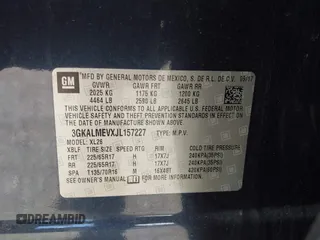 2018 GMC Terrain SLE with VIN 3GKALMEVXJL157227, listed as a IAAI auction lot 40584594 with 123,718 mi miles. Bid and sale history available at carsss.com. Image 9.