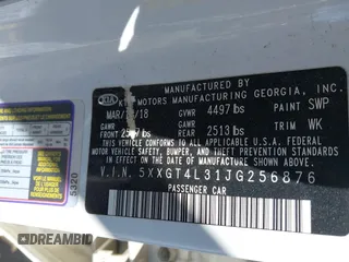 2018 Kia Optima S z VIN 5XXGT4L31JG256876, wystawiony jako IAAI lot #42046732 z przebiegiem 115 746 mil mil oraz . Historia ofert i sprzedaży dostępna na DreamBid. Obrazek 9.