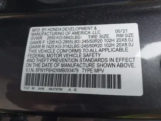 2021 Honda Pilot Special Edition with VIN 5FNYF6H2XMB093479, listed as a IAAI auction lot 41474808 with 47,231 mi miles. Bid and sale history available at carsss.com. Image 9.