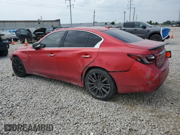 2020 Infiniti Q50 Red Sport 400 with VIN JN1FV7AR7LM660876, listed as a Copart auction lot 60872975 with 62,668 mi miles and Salvage title. Bid and sale history available at DreamBid. Image 2.