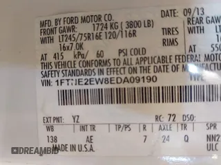 2014 Ford Econoline Cargo Commercial with VIN 1FTNE2EW8EDA09190, listed as a IAAI auction lot 42655816 with 212,534 mi miles and . Bid and sale history available at DreamBid. Image 9.