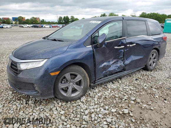 2022 Honda Odyssey EX-L z VIN 5FNRL6H75NB034219, wystawiony jako Copart lot #58112845 z przebiegiem 48 530 mil mil oraz Szkoda całkowita • Salvage title. Historia ofert i sprzedaży dostępna na DreamBid. Obrazek 1.