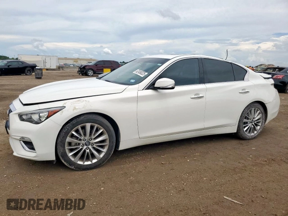 2020 Infiniti Q50 Luxe with VIN JN1EV7AP4LM206174, listed as a Copart auction lot 62498325 with 58,993 mi miles and Salvage title. Bid and sale history available at DreamBid. Image 1.