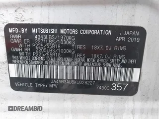 2019 Mitsubishi Outlander ES z VIN JA4AR3AU8KU028227, wystawiony jako IAAI lot #41901320 z przebiegiem 137 337 mil mil oraz . Historia ofert i sprzedaży dostępna na DreamBid. Obrazek 9.