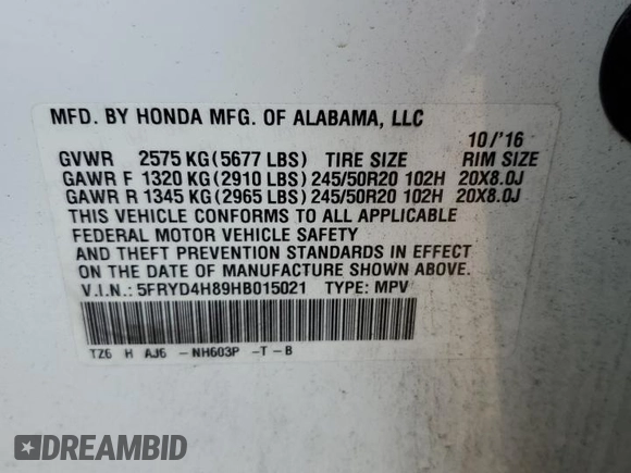 2017 Acura MDX w/Advance Pkg with VIN 5FRYD4H89HB015021, listed as a Copart auction lot 88557355 with 124,771 mi miles and Salvage Title. Bid and sale history available at carsss.com. Image 14.