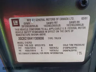2001 Chevrolet Silverado 1500 LS with VIN 2GCEC19V411309090, listed as a IAAI auction lot 41693056 with 174,262 mi miles. Bid and sale history available at carsss.com. Image 9.