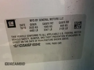 2016 Chevrolet Malibu Limited LT with VIN 1G11C5SA6GF165842, listed as a Copart auction lot 69180634 with 74,740 mi miles and Clean Title. Bid and sale history available at carsss.com. Image 15.