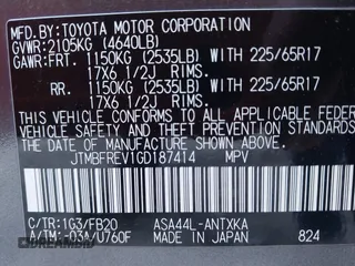 2016 Toyota RAV4 LE with VIN JTMBFREV1GD187414, listed as a IAAI auction lot 42033130 with 123,955 mi miles and . Bid and sale history available at carsss.com. Image 9.