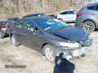 2013 Honda Civic LX with VIN 2HGFB2F59DH598885, listed as a IAAI auction lot 41734451 with 124,453 mi miles and . Bid and sale history available at DreamBid. Image 1.
