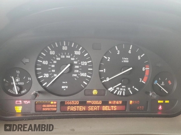 2000 BMW 7 Series 740i with VIN WBAGG8342YDN79307, listed as a Copart auction lot 80962694 with 166,520 mi miles and Clean title. Bid and sale history available at DreamBid. Image 7.