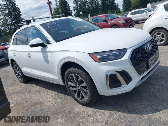 2022 Audi Q5 S line Premium Plus with VIN WA1EAAFY9N2112369, listed as a IAAI auction lot 42604571 with 58,303 mi miles and . Bid and sale history available at DreamBid. Image 1.