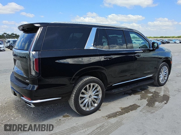 2023 Cadillac Escalade 4WD Premium Luxury with VIN 1GYS4BKL7PR332923, listed as a Copart auction lot 57442025 with 56,886 mi miles and Clean title. Bid and sale history available at DreamBid. Image 3.