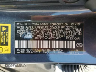 2010 Lexus HS with VIN JTHBB1BA6A2026475, listed as a Copart auction lot 53749035 with 181,588 mi miles and Clean Title. Bid and sale history available at carsss.com. Image 12.