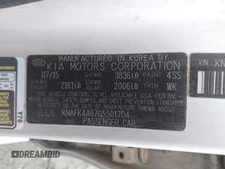 2016 Kia Forte LX with VIN KNAFK4A67G5501704, listed as a IAAI auction lot 42027500 with 269,131 mi miles. Bid and sale history available at carsss.com. Image 9.