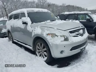 2011 Infiniti QX56 7-passenger with VIN JN8AZ2NF5B9504145, listed as a IAAI auction lot 41494485 with 999,999 mi miles. Bid and sale history available at carsss.com. Image 1.