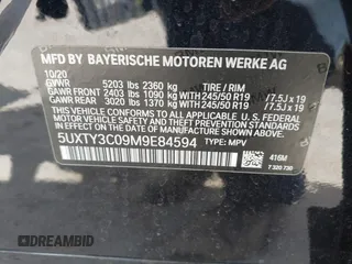 2021 BMW X3 sDrive30i with VIN 5UXTY3C09M9E84594, listed as a IAAI auction lot 42013486 with 58,044 mi miles and . Bid and sale history available at DreamBid. Image 9.