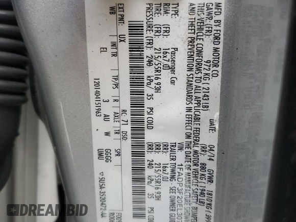 2014 Ford Focus SE with VIN 1FADP3F20EL307431, listed as a Copart auction lot 51256775 with 131,693 mi miles and Salvage Title. Bid and sale history available at carsss.com. Image 12.