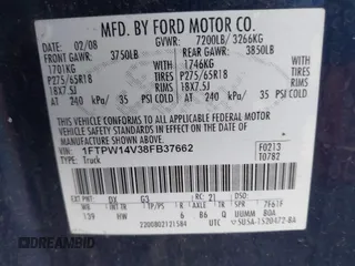 2008 Ford F-150 XLT z VIN 1FTPW14V38FB37662, wystawiony jako IAAI lot #42746951 z przebiegiem 187 334 mil mil oraz . Historia ofert i sprzedaży dostępna na DreamBid. Obrazek 9.