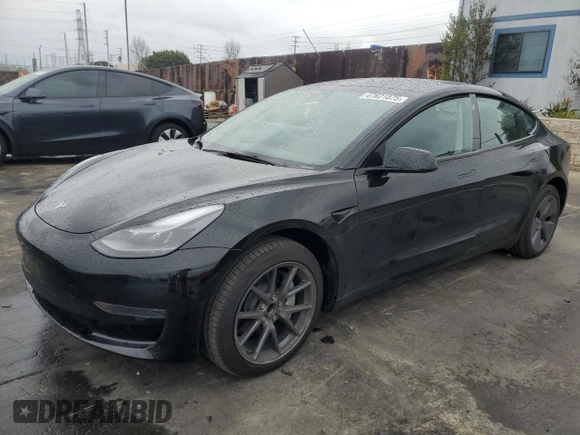 2023 Tesla Model 3 with VIN 5YJ3E1EA1PF677592, listed as a Copart auction lot 47621875 with 12,247 mi miles and Salvage Title. Bid and sale history available at DreamBid. Image 1.