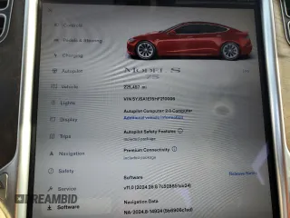 2017 Tesla Model S 60 with VIN 5YJSA1E15HF210006, listed as a Copart auction lot 85096644 with 225,497 mi miles and Salvage title. Bid and sale history available at DreamBid. Image 9.
