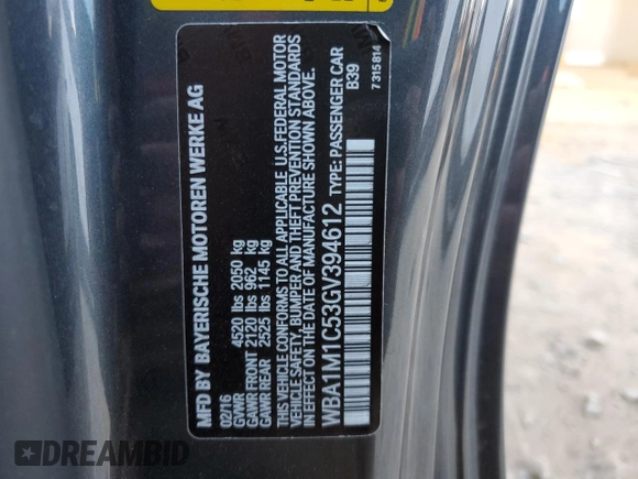 2016 BMW 2 Series M235i with VIN WBA1M1C53GV394612, listed as a Copart auction lot 42527815 with 60,630 mi miles and Salvage Title. Bid and sale history available at carsss.com. Image 13.