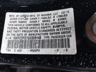 2016 Honda Civic Sedan LX with VIN 19XFC2F57GE009148, listed as a IAAI auction lot 41460292 with 113,539 mi miles. Bid and sale history available at carsss.com. Image 9.