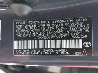 2010 Toyota Prius II with VIN JTDKN3DU5A0163687, listed as a IAAI auction lot 42208174 with 200,328 mi miles and . Bid and sale history available at DreamBid. Image 9.